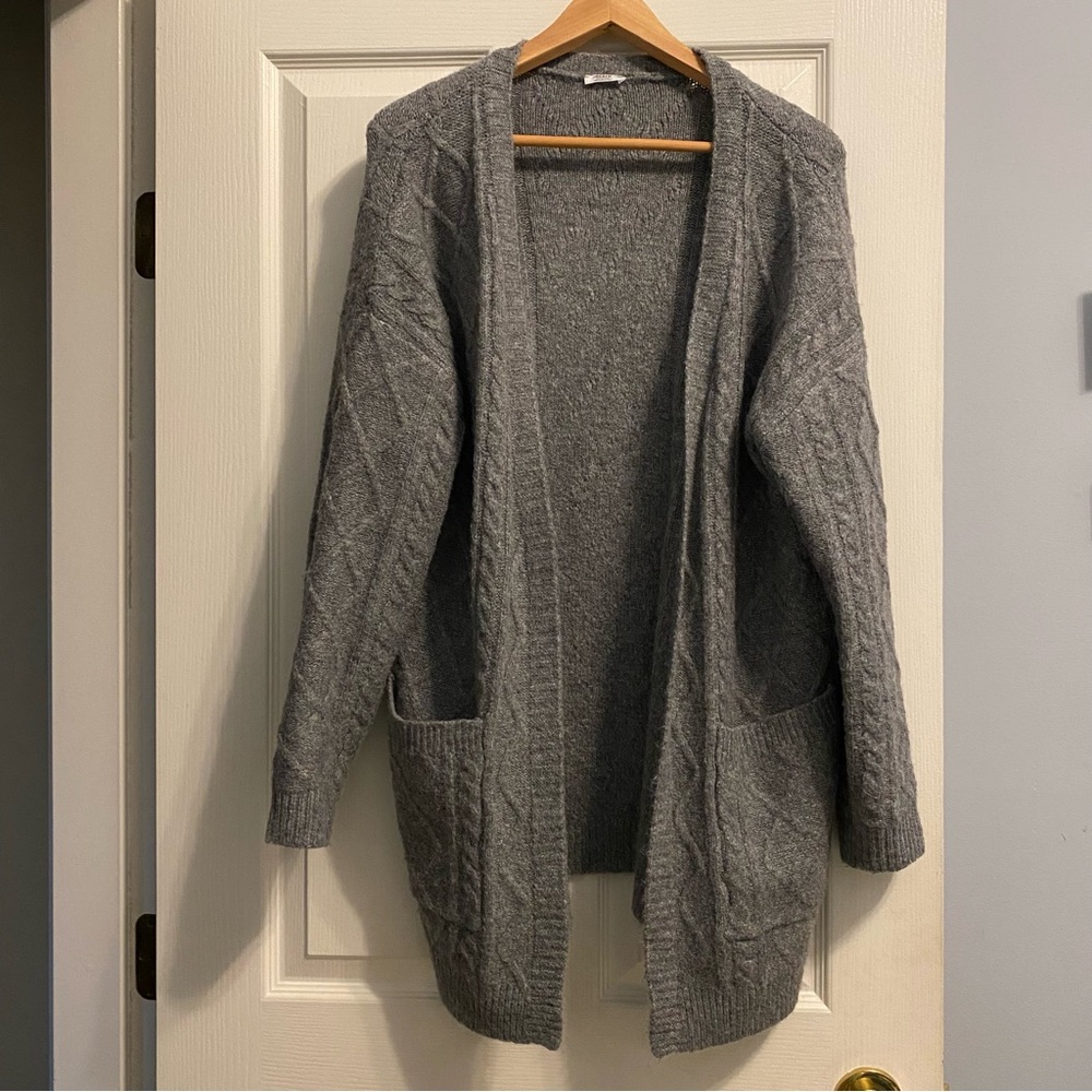 Ardene Gray Women's Cardigan - Cable Knit and Pocket Details - Soft & Cozy - M